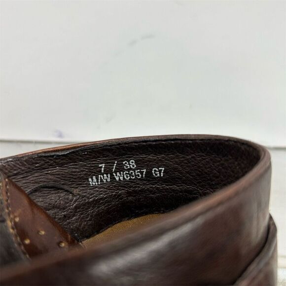 Born Women's Brown Leather Slip On Clogs Size 7 Buckle Detail Block Heel - Picture 10 of 11